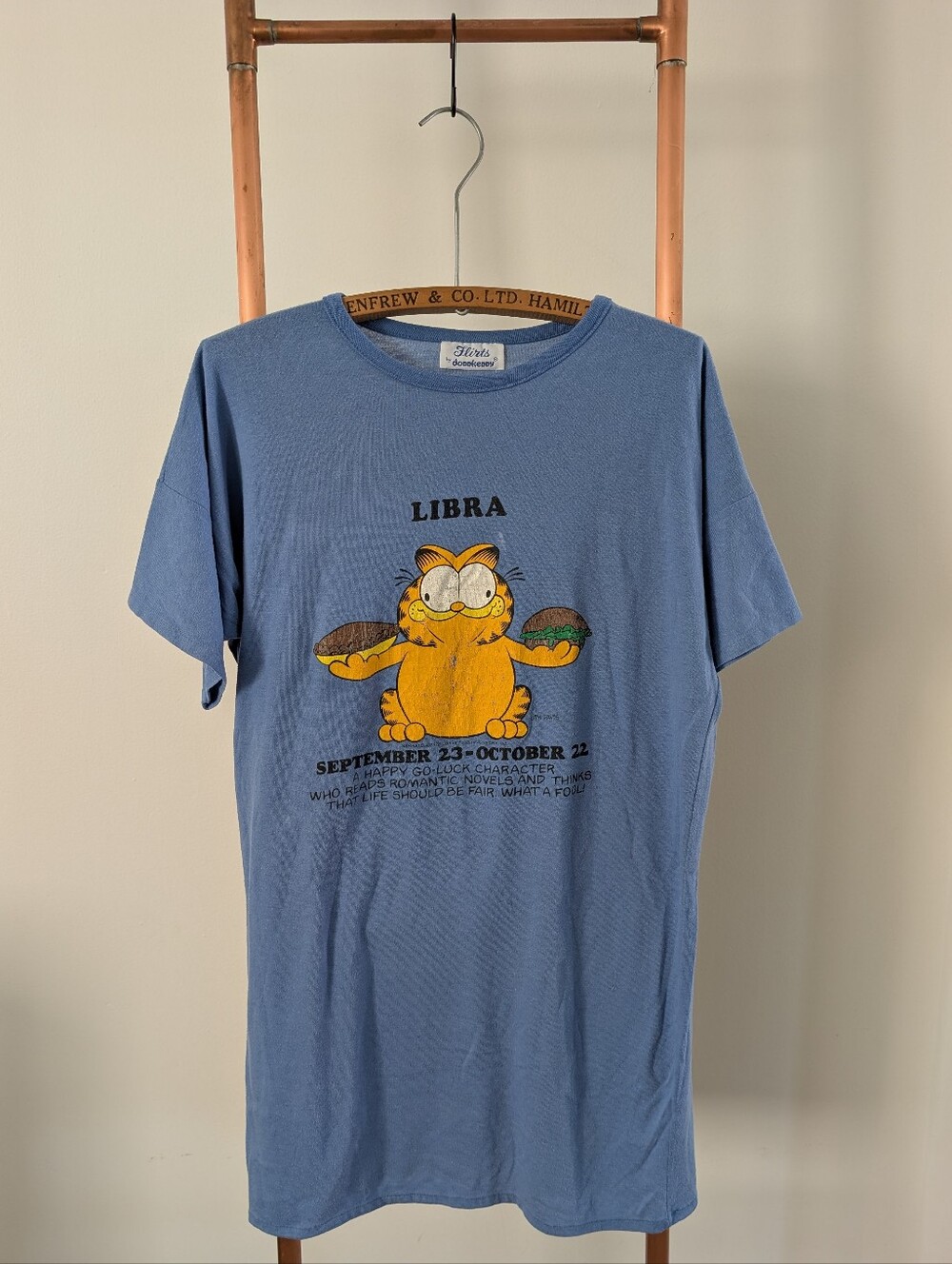 🐈Vintage 1980s Garfield "Libra" Horoscope Sleep Shirt By Donnkenny 🐈 *Unisex*